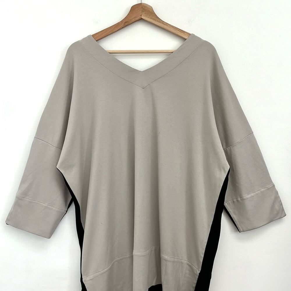 IRIDIUM Pima Cotton Colorblock Artsy Lagenlook V-Neck Relaxed Tunic Top Large - Picture 11 of 14